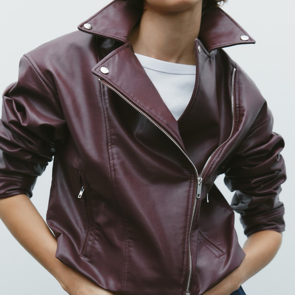 Zara Faux Leather Biker/Motorcycle Jacket size large